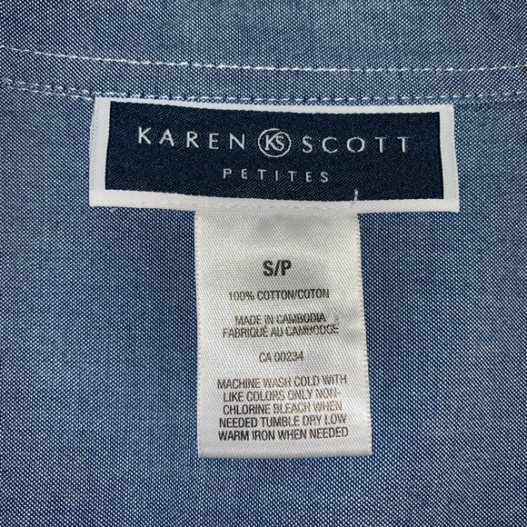 Karen Scott Petites Women's Blue Button Down - SM - Picture 4 of 6